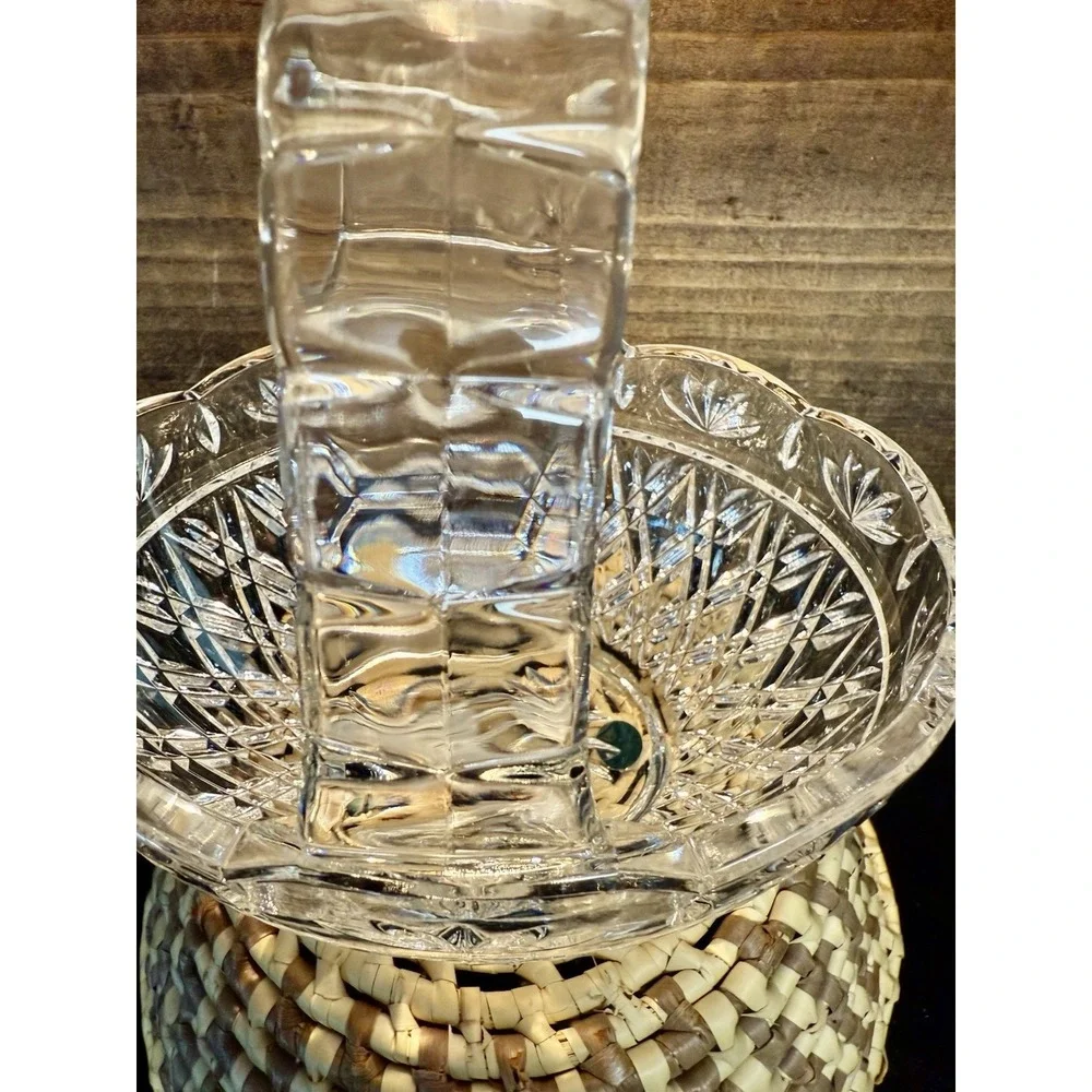 VTG Teleflora 24% Lead Crystal Clear Glass Czech Republic Floral Basket-stunning